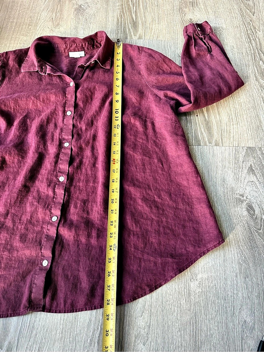 J.Jill Love Linen Essential Shirt 100% Linen Button Down Purple cuff - Picture 4 of 7